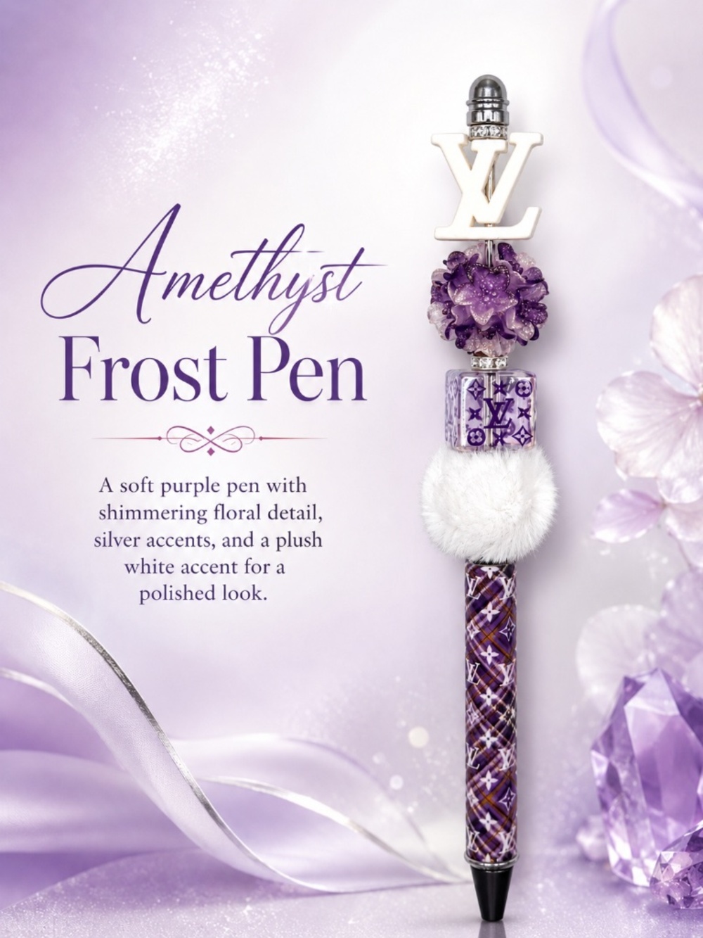 Lavender Crystal Bloom Pen